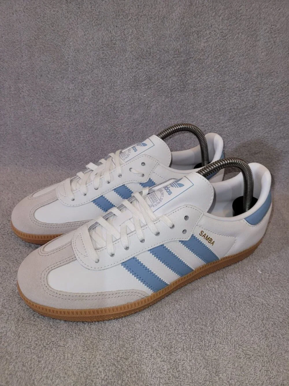 Adidas Samba OG Big Kid's Size 7 White Ash Blue Tan Gum Sneakers JQ2832 (#2329)